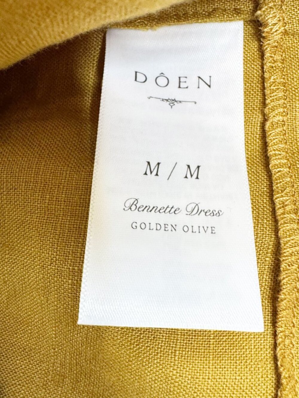 Doen Bennette Dress Golden Olive Linen Sleeveless Pocket Shift Dress Size M - Picture 8 of 14